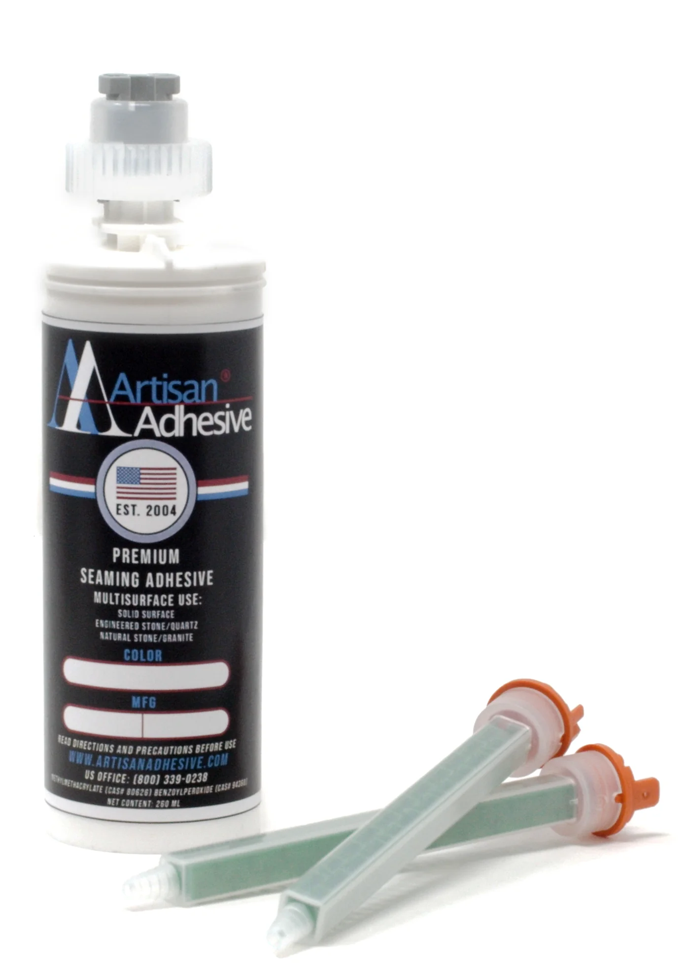 Artisan Adhesive cartridge with two static mixing tips